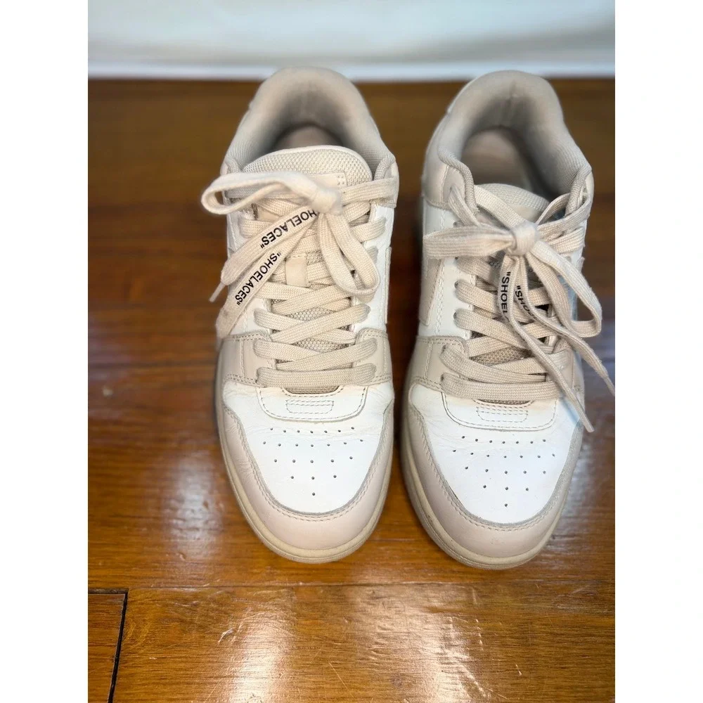 Off-White Out Of Office OOO Sneakers Beige White Leather Low Top Trainers sz 39